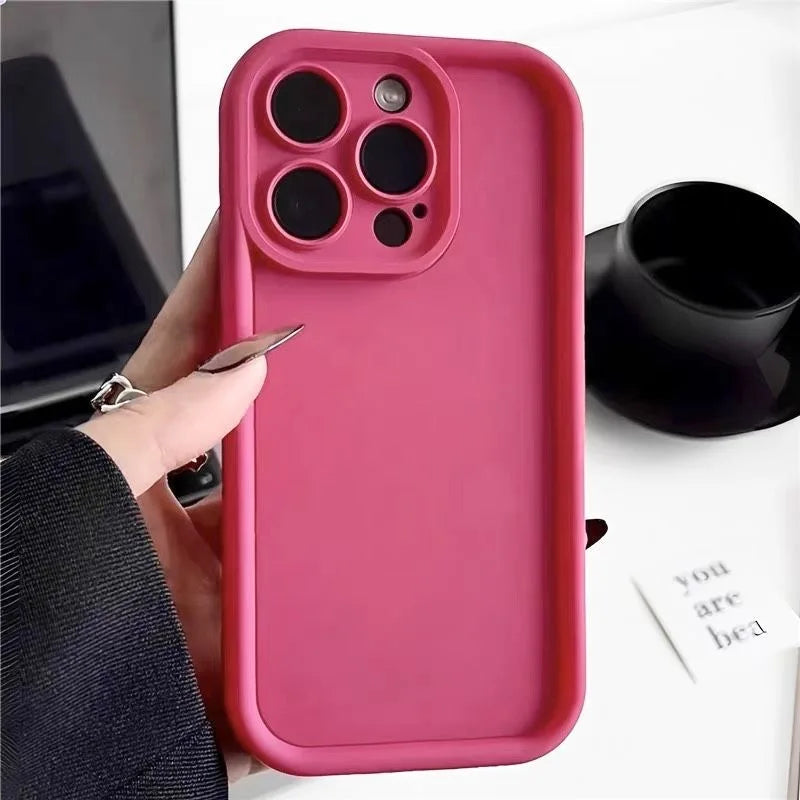 For iPhone Models: Blue, Green, Pink, and Coffee Color Soft Silicone Cases