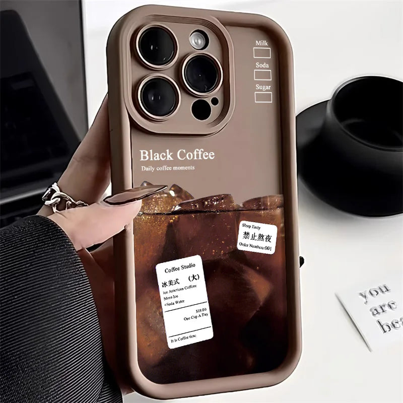 For iPhone Models Coffee Soft Silicone Phone Case