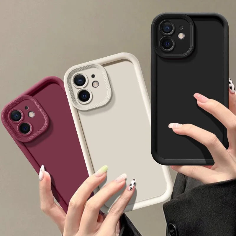 For iPhone Models: Blue, Green, Pink, and Coffee Color Soft Silicone Cases