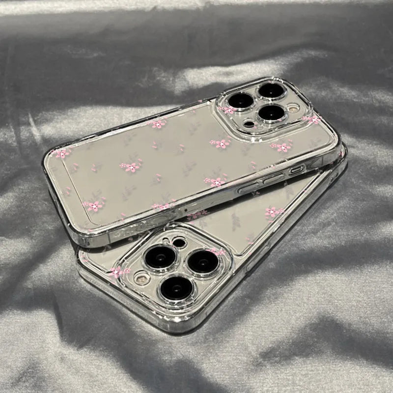 For iPhone Models Silicone Transparent Different Styles Flower Phone Cases