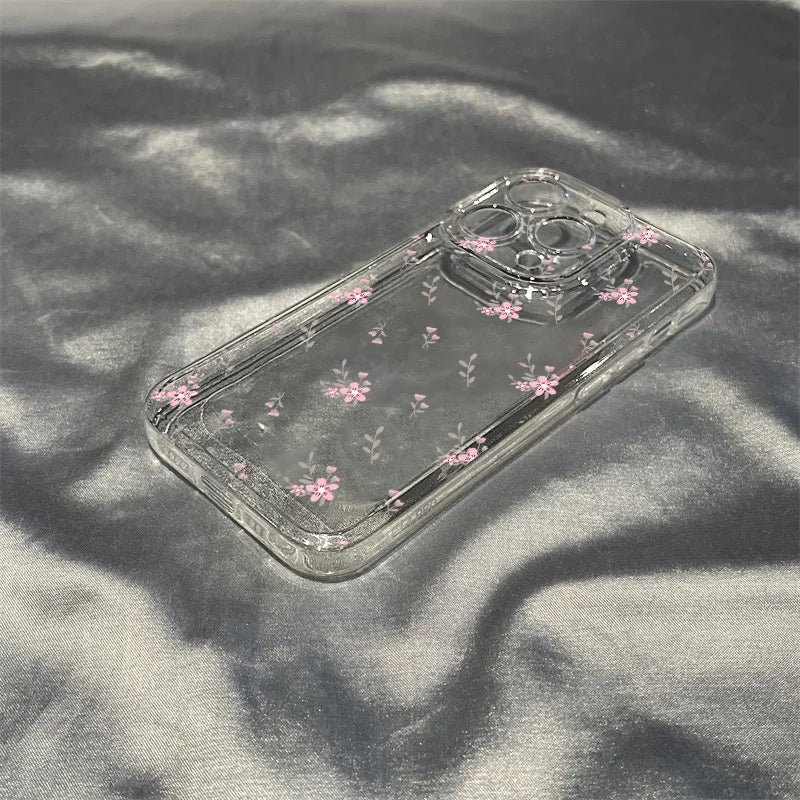 For iPhone Models Silicone Transparent Different Styles Flower Phone Cases